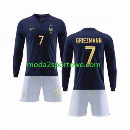 Koszulka Francja Griezmann 7 Dziecięcy Domowe Stroje Piłkarskie World Cup 2022 Długi Rękaw